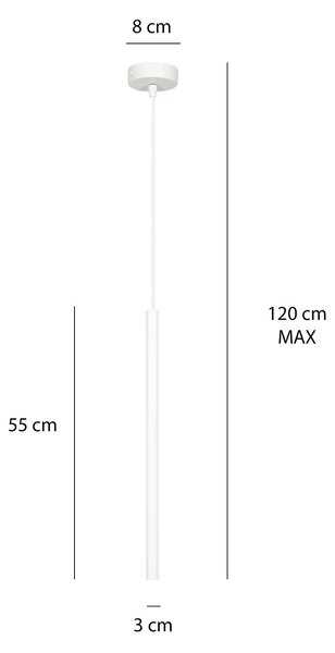 Lampadario 1 Luce Moderno Tsukiyomi Acciaio Bianco E Paralume A Cilindro Sottile