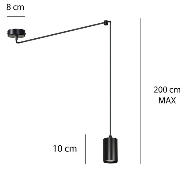 Sospensione A Ragno In Acciaio Nero 1 Luce Tracker Con Cavo 3 Metri