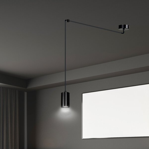 Sospensione A Ragno In Acciaio Nero 1 Luce Tracker Con Cavo 3 Metri