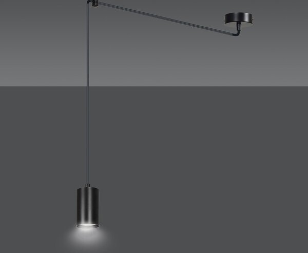 Sospensione A Ragno In Acciaio Nero 1 Luce Tracker Con Cavo 3 Metri