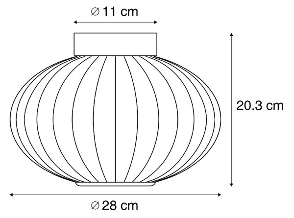 Plafoniera di design nera 28 cm con vetro viola con LED dimmerabile a 3 livelli - Margherite