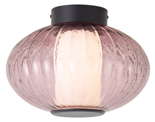Plafoniera di design nera 28 cm con vetro viola con LED dimmerabile a 3 livelli - Margherite