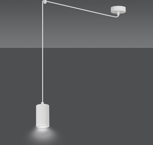Sospensione A Ragno In Acciaio Bianco 1 Luce Tracker Con Cavo 3 Metri