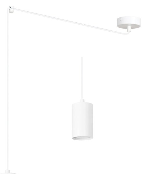 Sospensione A Ragno In Acciaio Bianco 1 Luce Tracker Con Cavo 3 Metri