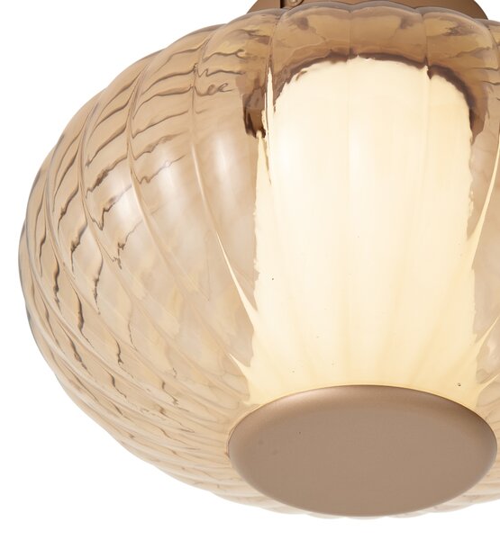 Plafoniera di design in ottone 28 cm con vetro ambrato Incl. LED dimmerabile a 3 fasi - Margherite