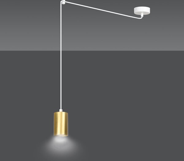 Sospensione A Ragno Acciaio Bianco E Oro 1 Luce Tracker Con Cavo 3 Metri