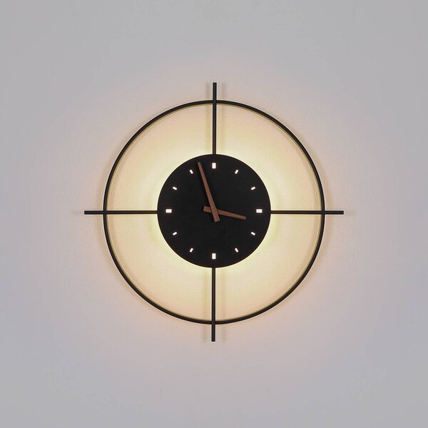 Globo Applique LED Sussy con orologio, nero, Ø 50 cm