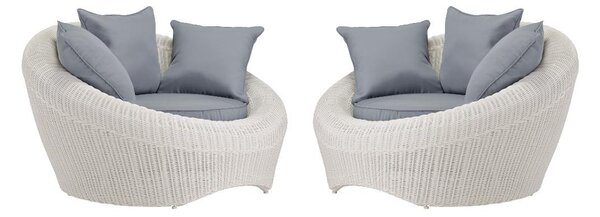 Poltrone da giardino in resina intrecciata Ecrù - Lotto di 2 - WHITEHEAVEN