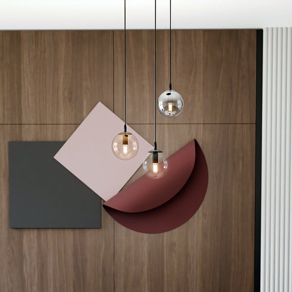 Sospensione 3 Luci Okami Acciaio Nero Base Tonda E Sfere In Vetro Multicolor