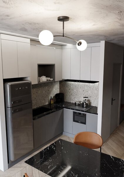 Plafoniera Moderna 2 Luci Wugu Acciaio Nero E Vetri A Sfera In Bianco