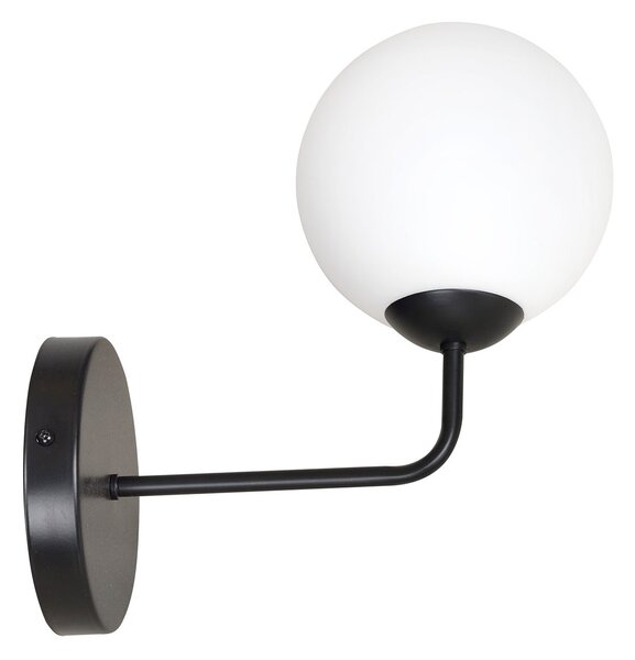 Applique Moderna 1 Luce Wugu In Acciaio Nero E Vetro A Sfera Bianco