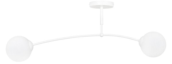 Plafoniera Moderna 2 Luci Wugu Acciaio Bianco E Vetri A Sfera In Bianco
