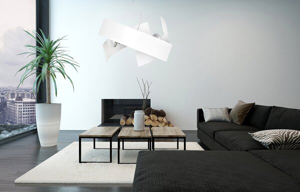 Sospensione Moderna 1 Luce Wugu In Fasce Di Acciaio Bianco