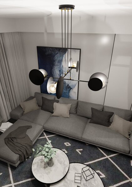 Lampadario Moderno 1 Luce Chong In Acciaio Nero Con Bracci