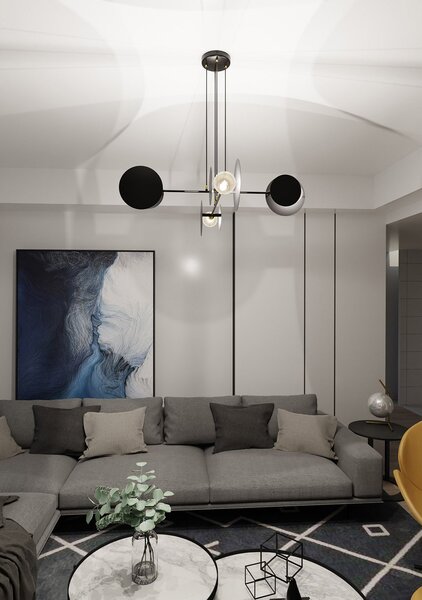 Lampadario Moderno 1 Luce Chong In Acciaio Nero Con Bracci