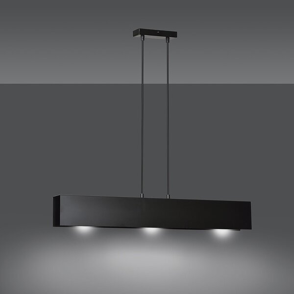 Lampadario Moderno 3 Luci Chong In Acciaio Nero