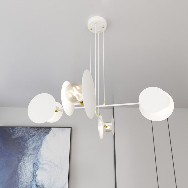 Lampadario Moderno 1 Luce Chong In Acciaio Bianco Con Bracci