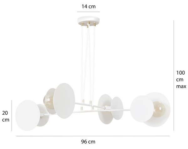 Lampadario Moderno 1 Luce Chong In Acciaio Bianco Con Bracci