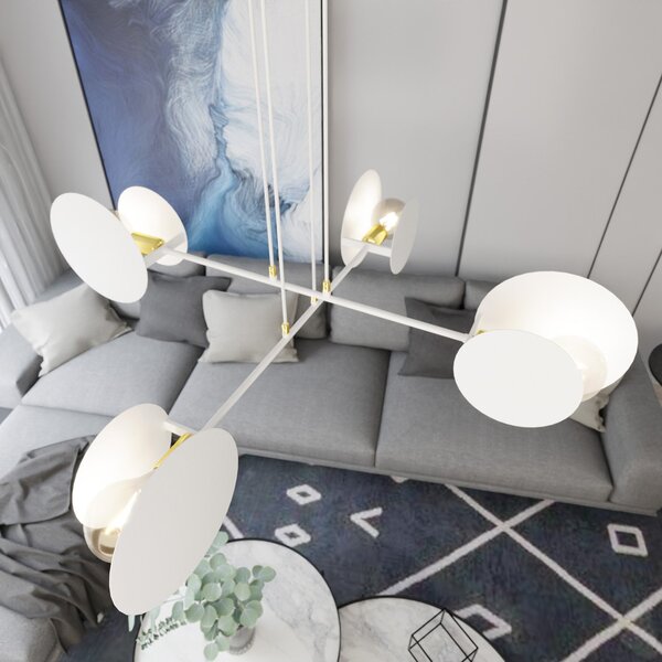 Lampadario Moderno 1 Luce Chong In Acciaio Bianco Con Bracci
