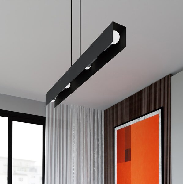 Lampadario Moderno 4 Luci Hsi Wang Mu In Acciaio Nero