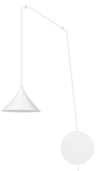 Sospensione Minimal 1 Luce Myrddin In Acciao Bianco E Paralume A Cono