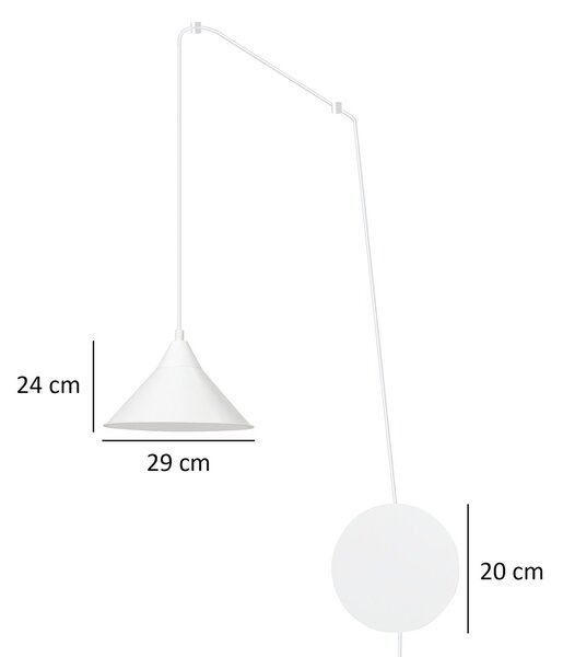 Sospensione Minimal 1 Luce Myrddin In Acciao Bianco E Paralume A Cono