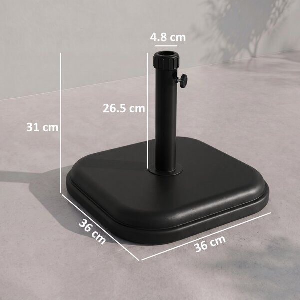 Outsunny Base per Ombrellone da Giardino in Plastica e Cemento da 11kg, 36x36x31cm, Nero|Aosom