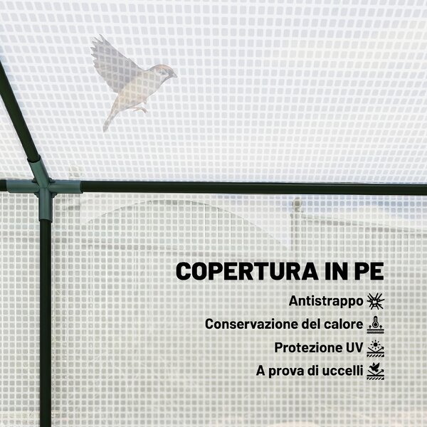 Outsunny Mini serra a casetta con 2 Finestre Avvolgibili, Copertura in PE Anti-Raggi UV per Orto e Giardino, 120x60x60cm, Bianco | Aosom Italy