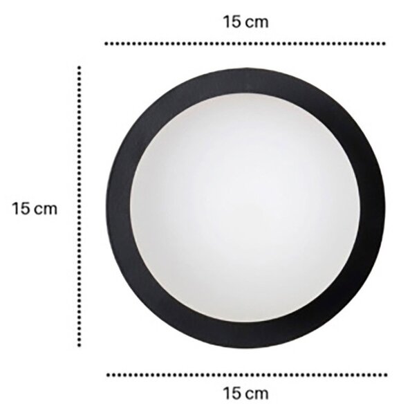 Applique 1 Luce Pendragon In Acciaio Nero E Sfera In Vetro Opalino