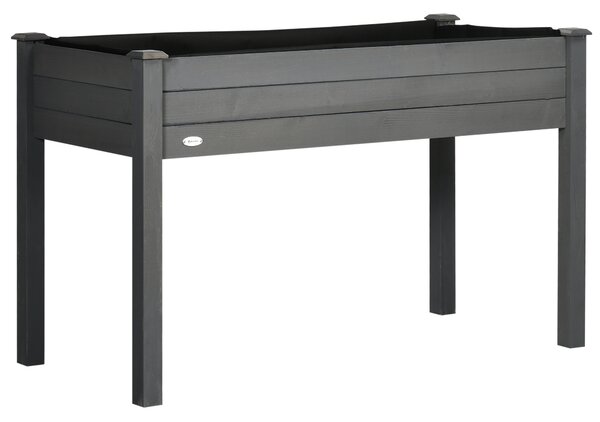 Outsunny Letto per Orto Rialzato, Fioriera Rialzata da Esterno in Abete con Fodera e 4 Fori di Drenaggio, Grigio Scuro | Aosom Italy