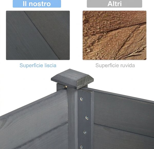 Outsunny Letto per Orto Rialzato, Fioriera Rialzata da Esterno in Abete con Fodera e 4 Fori di Drenaggio, Grigio Scuro | Aosom Italy