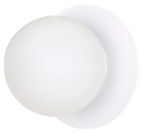 Applique 1 Luce Morigena In Acciaio Bianco E Sfera In Vetro Opalino