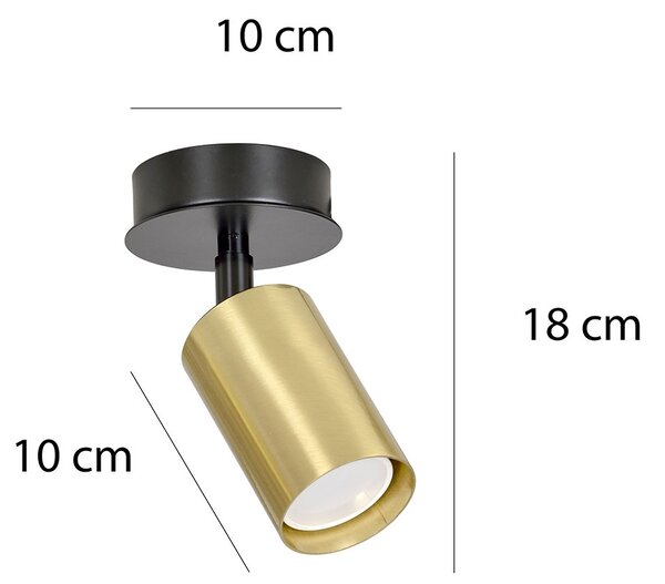 Spot Faretto Moderno Regolabile 1 Luce Kannon A Cilindro In Acciaio Nero E Oro