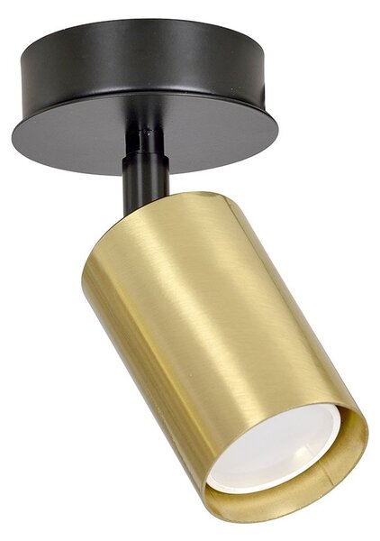 Spot Faretto Moderno Regolabile 1 Luce Kannon A Cilindro In Acciaio Nero E Oro