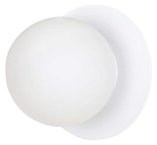 Applique 1 Luce Morigena In Acciaio Bianco E Sfera In Vetro Opalino