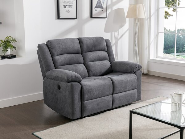 Divano 2 posti relax elettrico in Tessuto Grigio - BUROLO