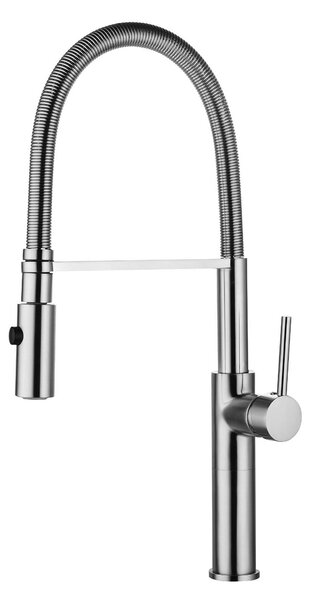 Miscelatore per lavello da cucina, colore argento, con doccetta estraibile | Rubinetto per lavello, cromato | Miscelatore per lavello da cucina | Miscelatore monocomando per cucina
