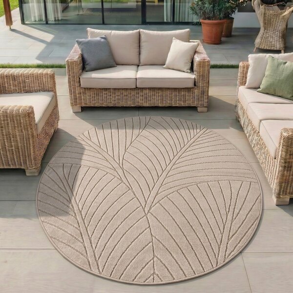 Tappeto da interno/esterno rotondo beige ø 120 cm Nova 1203 – Ayyildiz Carpets