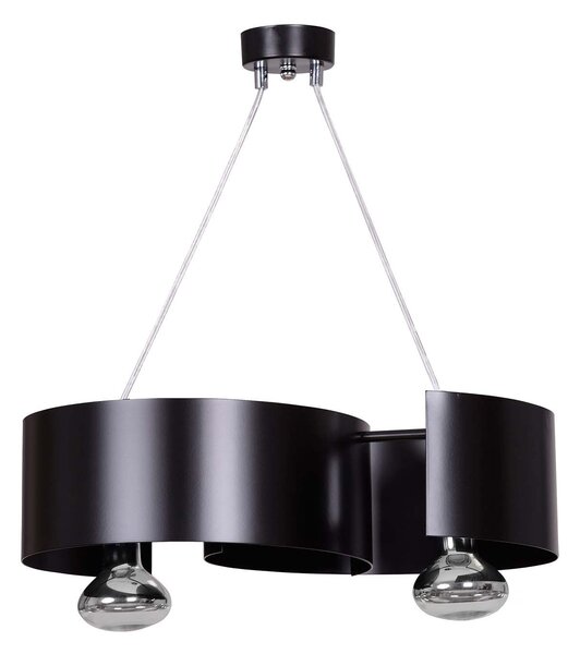 Lampadario Moderno 2 Luci Arciere In Acciao Nero E Cromo