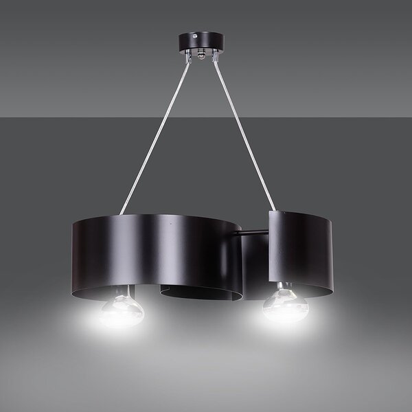 Lampadario Moderno 2 Luci Arciere In Acciao Nero E Cromo