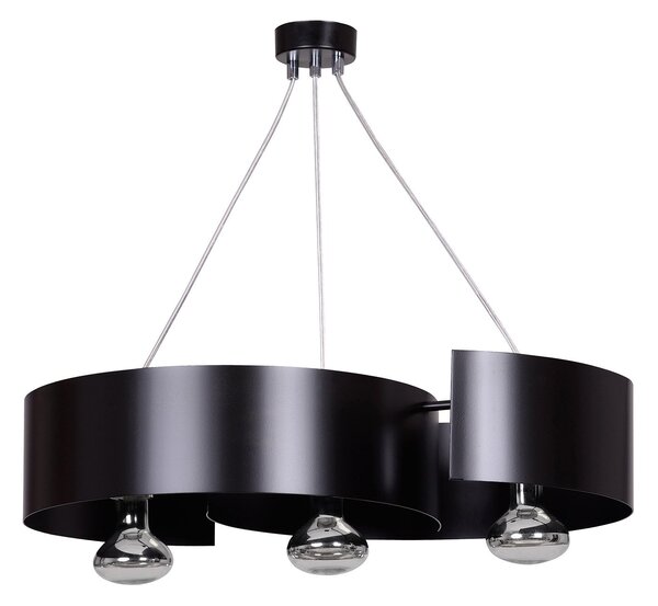 Lampadario Moderno 3 Luci Arciere In Acciao Nero E Cromo