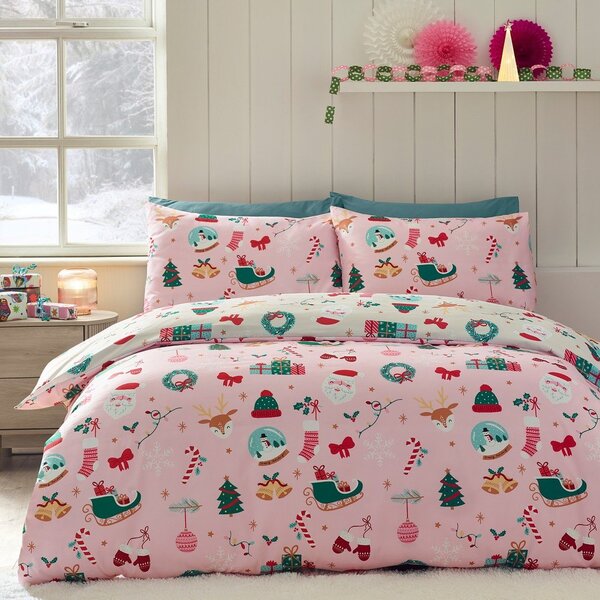 Set copripiumino e federa per letto matrimoniale 200x200 cm Christmas Happy Holidays – Catherine Lansfield