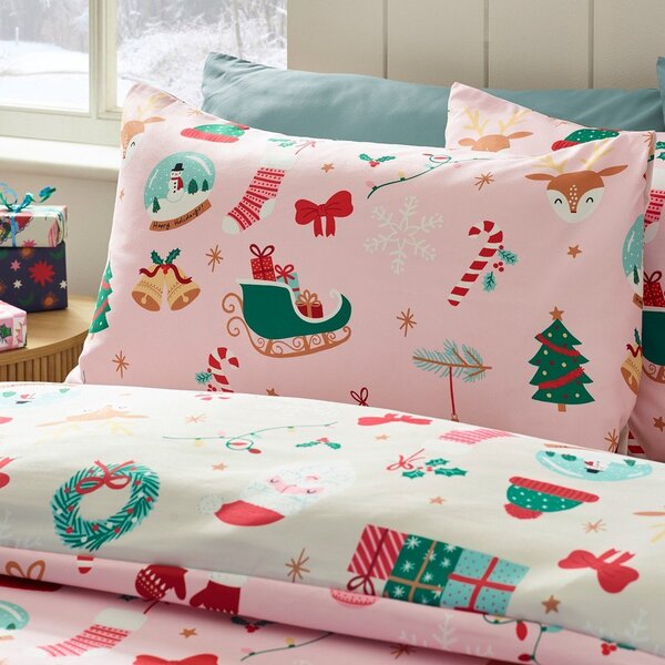 Set copripiumino e federa per letto matrimoniale 200x200 cm Christmas Happy Holidays – Catherine Lansfield