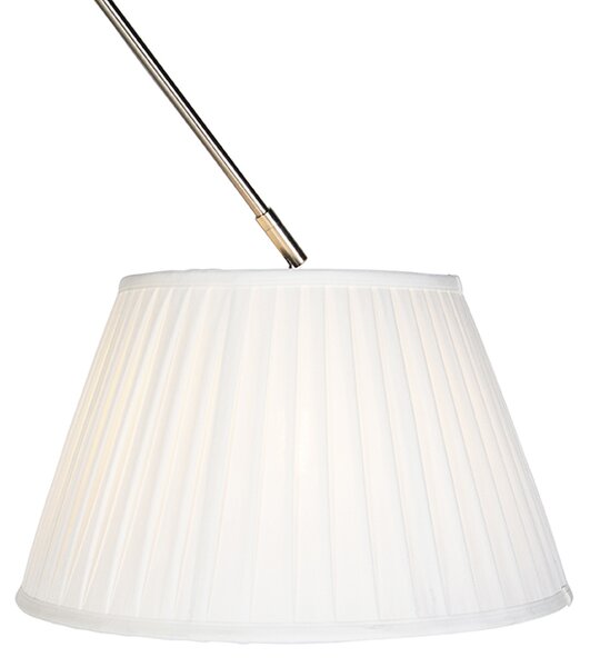 Lampada a sospensione in acciaio con paralume plissettato crema 35 cm - Blitz