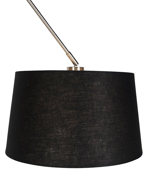 Lampada a sospensione in acciaio con paralume in lino nero 35 cm - Blitz