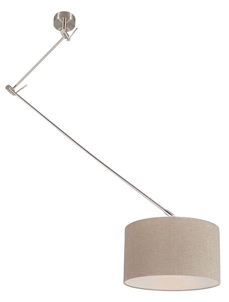 Lampada a sospensione in acciaio con paralume 35 cm marrone chiaro regolabile - Blitz