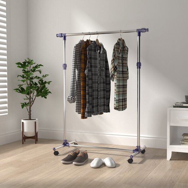 HomCom Stender Appendiabiti Larghezza e altezza regolabili con Ruote in Acciaio Inox 160 x 170cm|Aosom