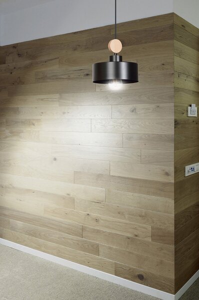 Sospensione 1 Luce Nered In Acciaio Nero E Legno Naturale