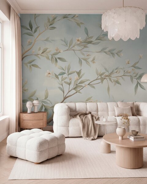 Carta da parati Un ramo con fiori, Carta da parati Buffer, w05677 : Uwalls.it