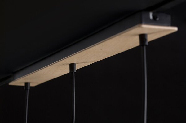Plafoniera Faretti Spot Orientabili 2 Luci Magne Acciaio Nero E Legno Naturale